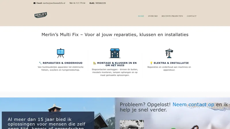 Website van Merlin's Multifix