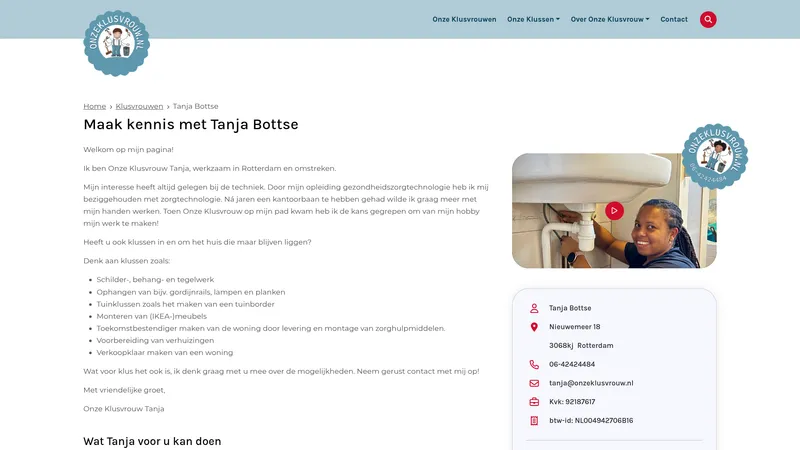 Website van Onze Klusvrouw Tanja