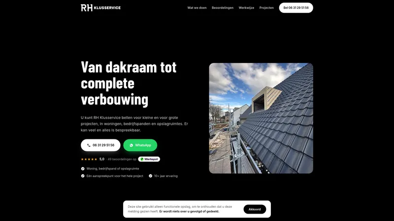 Website van RH Klusservice