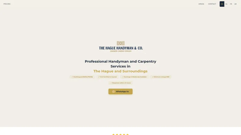 Website van The Hague Handyman & Co.
