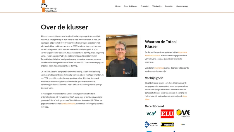 Website van Totaal klusser Kees den Uijl