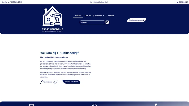 Website van TRS Klusbedrijf