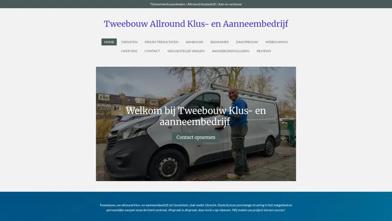 Website van Tweebouw Klus-en aanneembedrijf