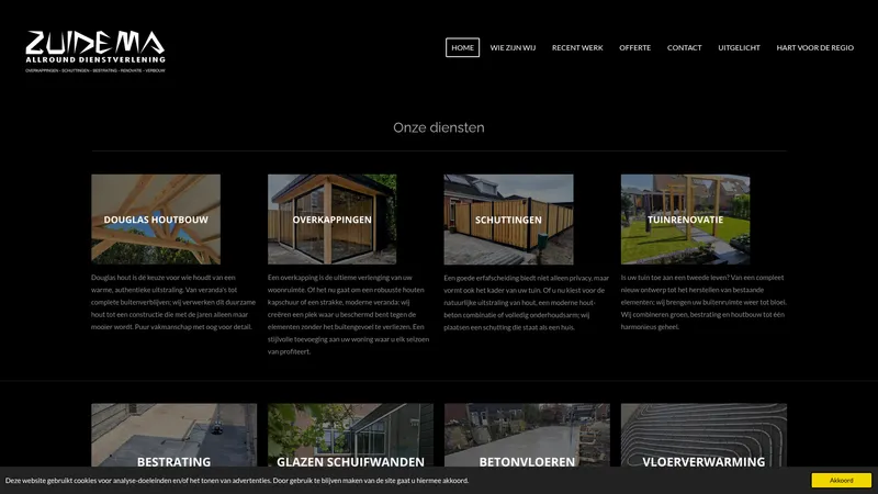 Website van Zuidema Allround Dienstverlening